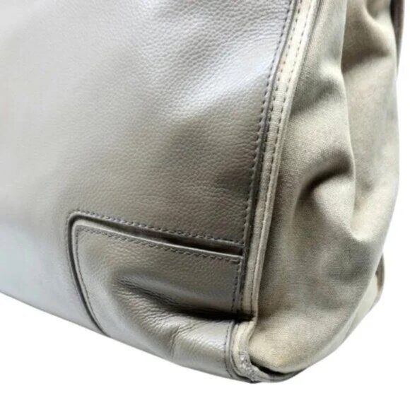 TORY BURCH~Ella~PEBBLED LEATHER & CANVAS EXTRA LARGE MULTI COMPARTMENT TOTE BAG - Picture 6 of 6